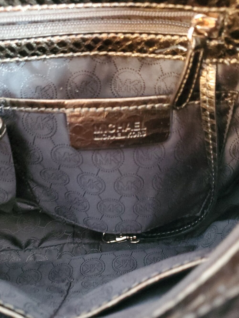 Michael Kors Cocoa Fulton Chain Hobo Snake-Embossed Shoulder Bag NWT - Picture 16 of 16